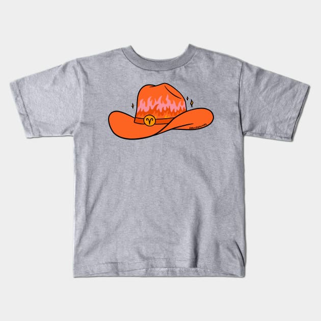 Aries Cowboy Hat Kids T-Shirt by Doodle by Meg